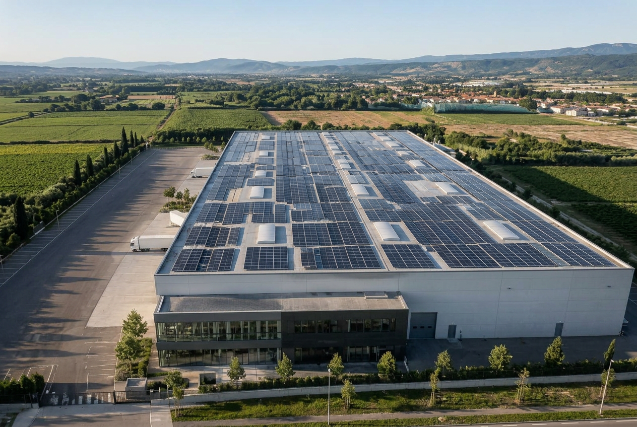 Impianto fotovoltaico su una copertura aziendale nel territorio veronese